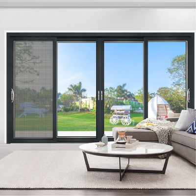 1.0mm Thickness Aluminum Sliding Doors Metal Frame Double Tracks Exterior Glass Door